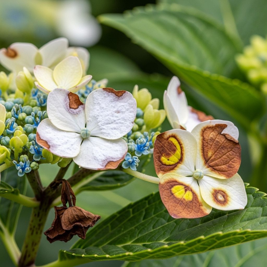 Learn to identify, treat, and prevent the most common diseases affecting hydrangeas for vibrant and healthy blooms.
