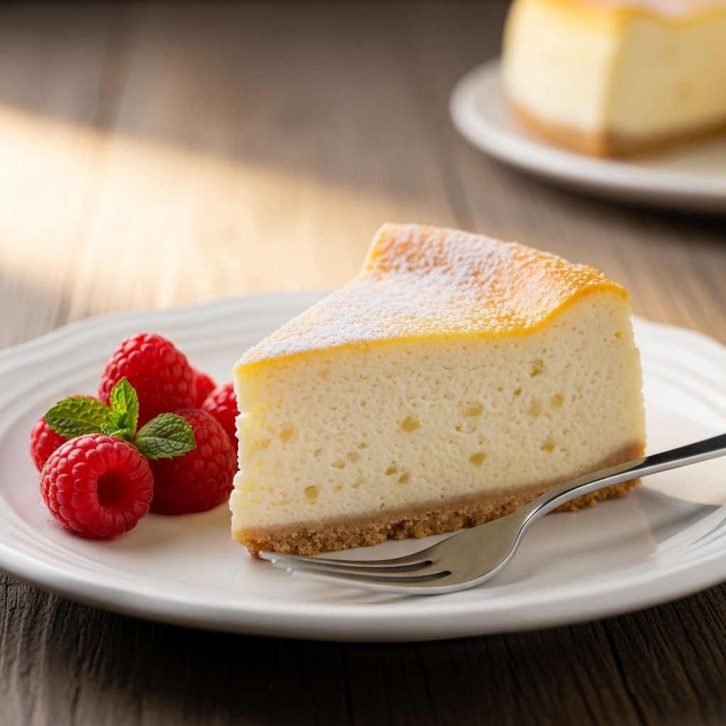 Experience Italian tradition with this creamy, luscious cheesecake blending ricotta and cream cheese for an unforgettable dessert.