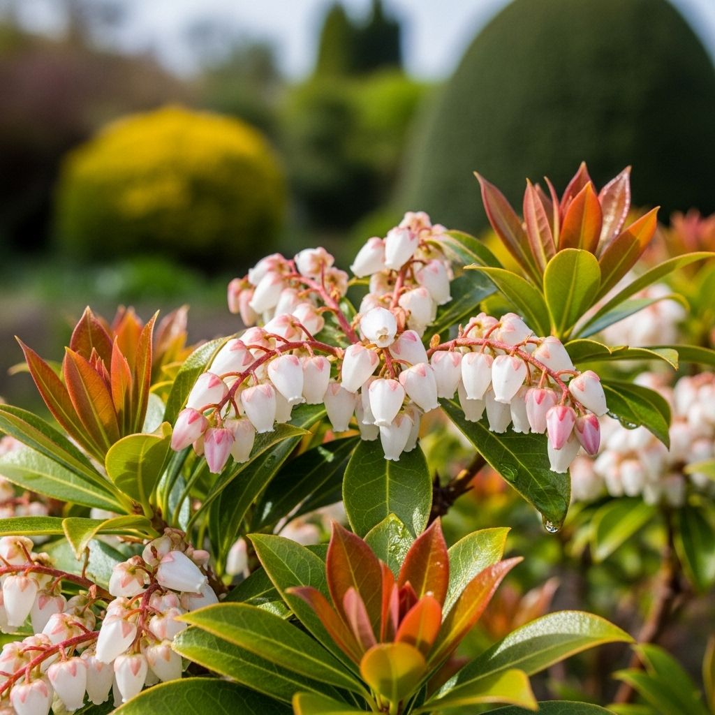 Discover how to grow, care for, and design with Japanese Pieris shrubs for multiseason interest.