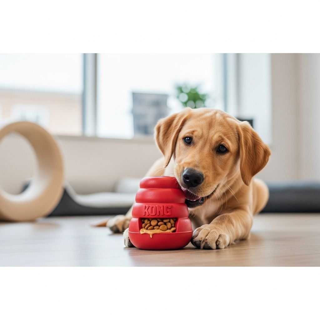 Tough rubber shape turns chewing into an engaging puzzle that keeps pups busy and happy.