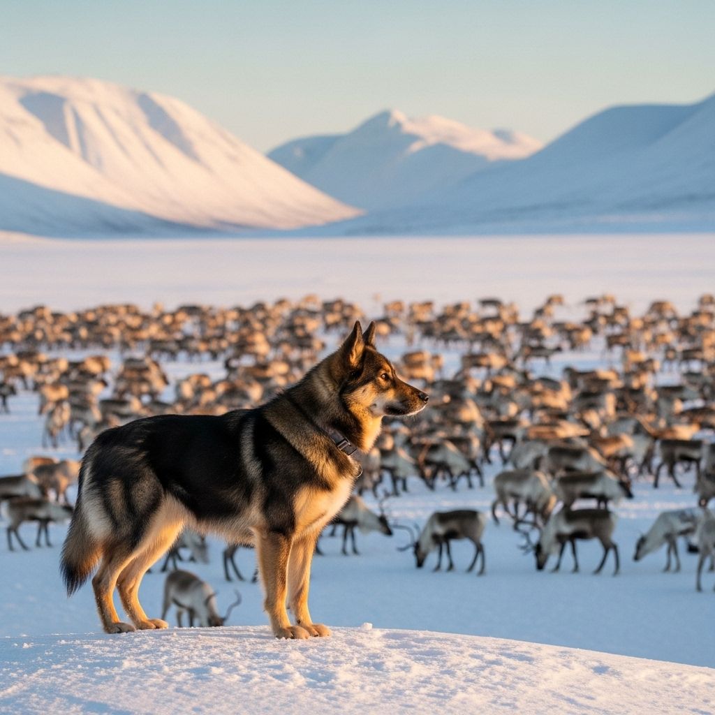 Dependable and agile, this working dog excels in frigid conditions with purposeful tasks.