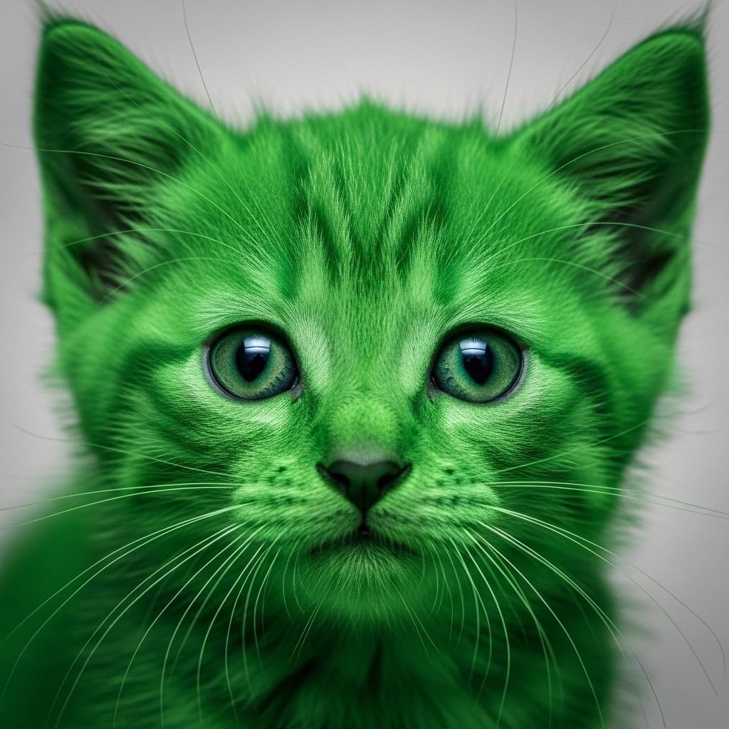 A gentle wash revealed the kitten’s emerald coat was a temporary remnant of her past.