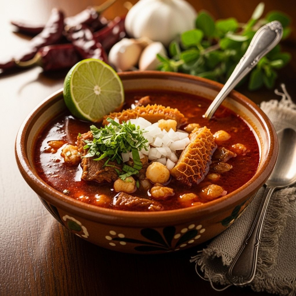 Slow-simmered tripe and hominy deliver a bold, savory broth that fuels communal feasts.