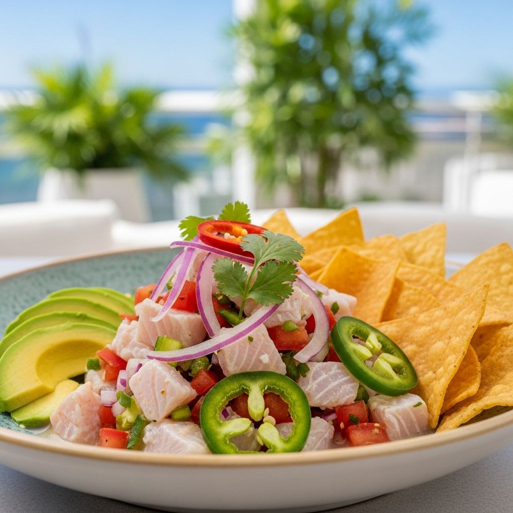 Bring the taste of Mexico to your table with this vibrant shrimp ceviche packed with fresh flavors and a zesty kick.