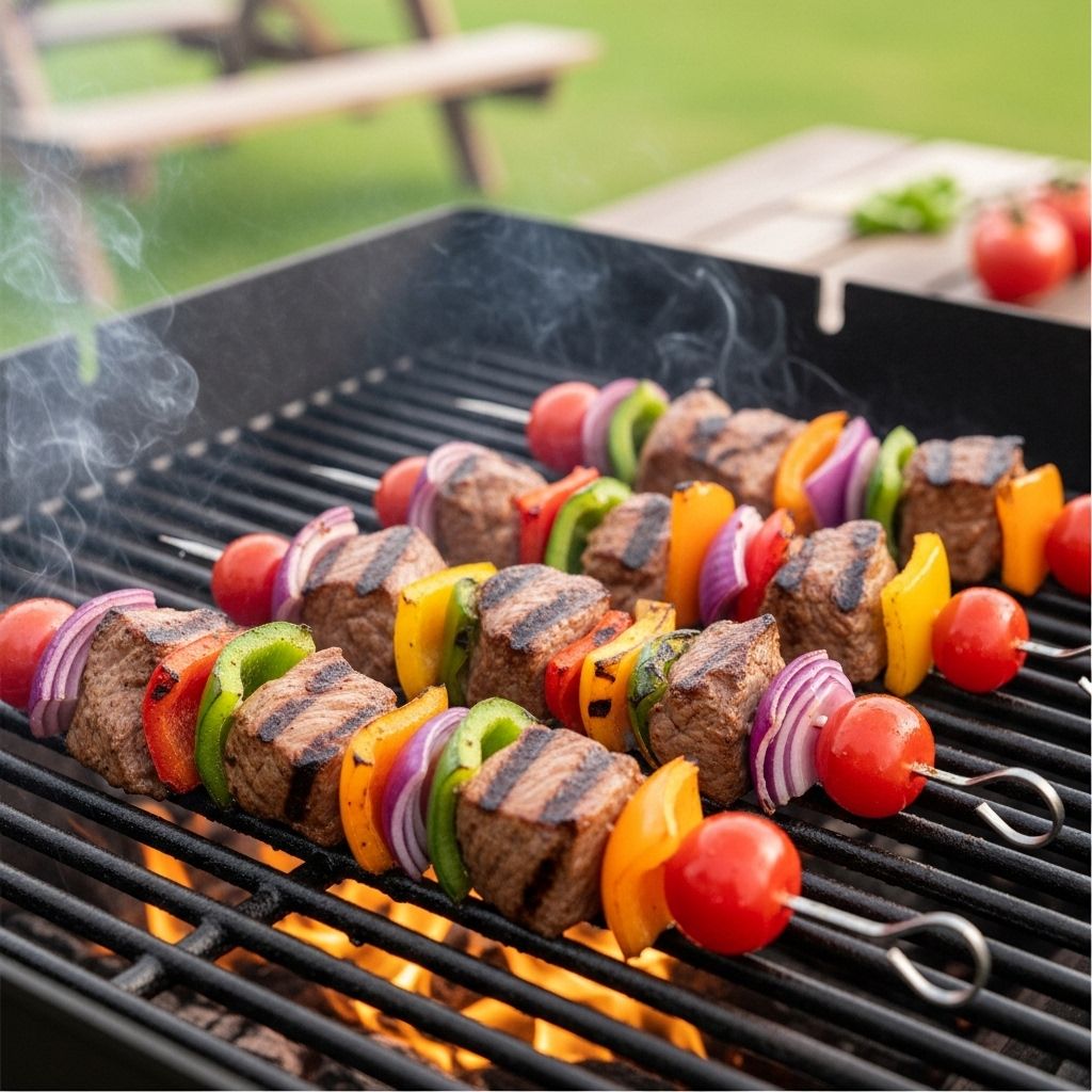Discover how to create classic, juicy beef shish kabobs with vibrant vegetables and a zesty marinade, just like Mom’s.