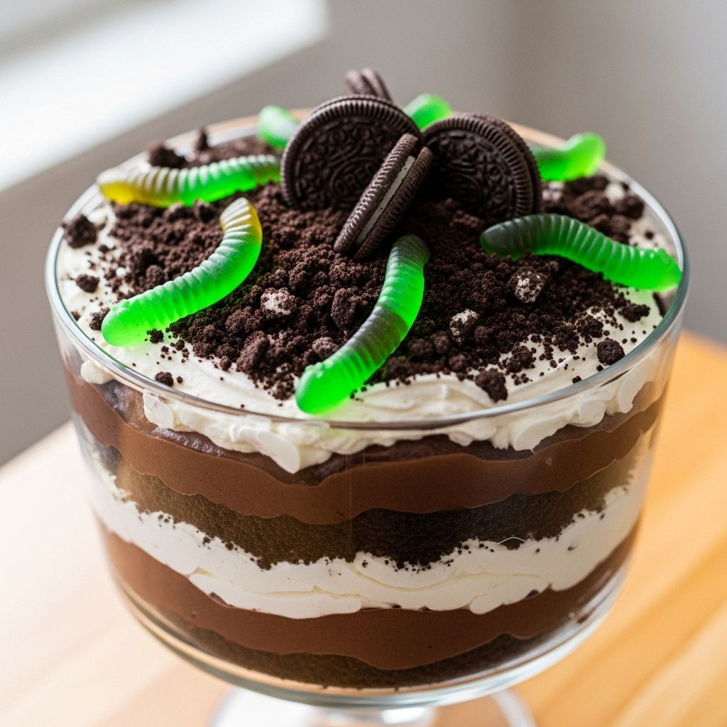 Whip up a spooky, fun, and delightfully easy dirt pudding with gummy worms—perfect for every occasion from Halloween to birthday parties.