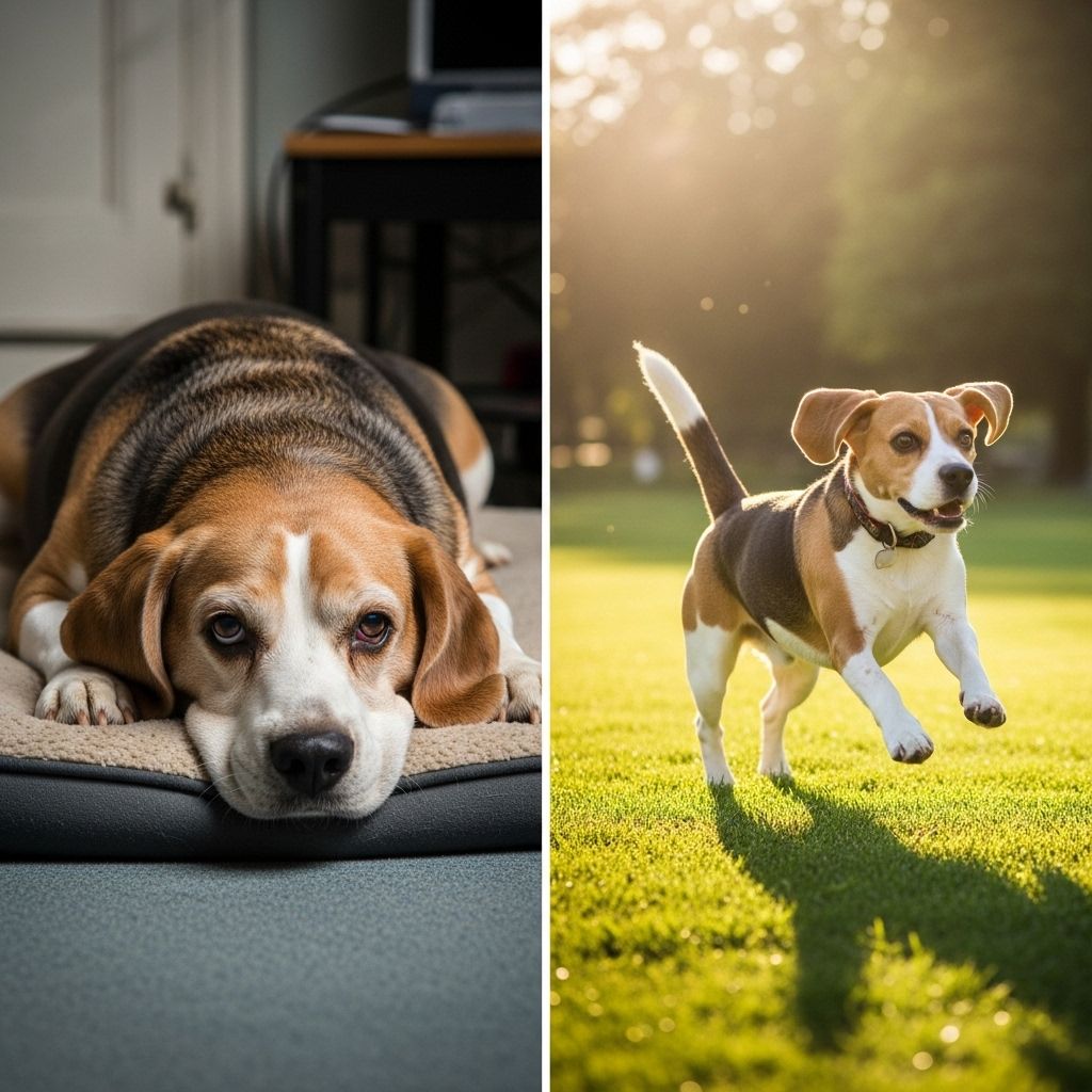 Portion control and gentle exercise can spark improvements in a dog’s mobility and mood.