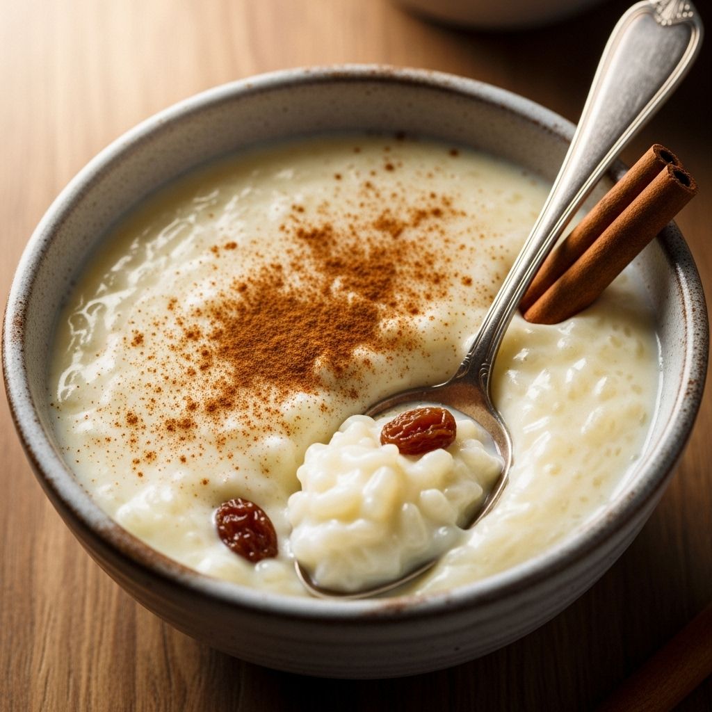 Indulge in nostalgic, creamy rice pudding made on the stovetop with pantry staples for a timeless treat.