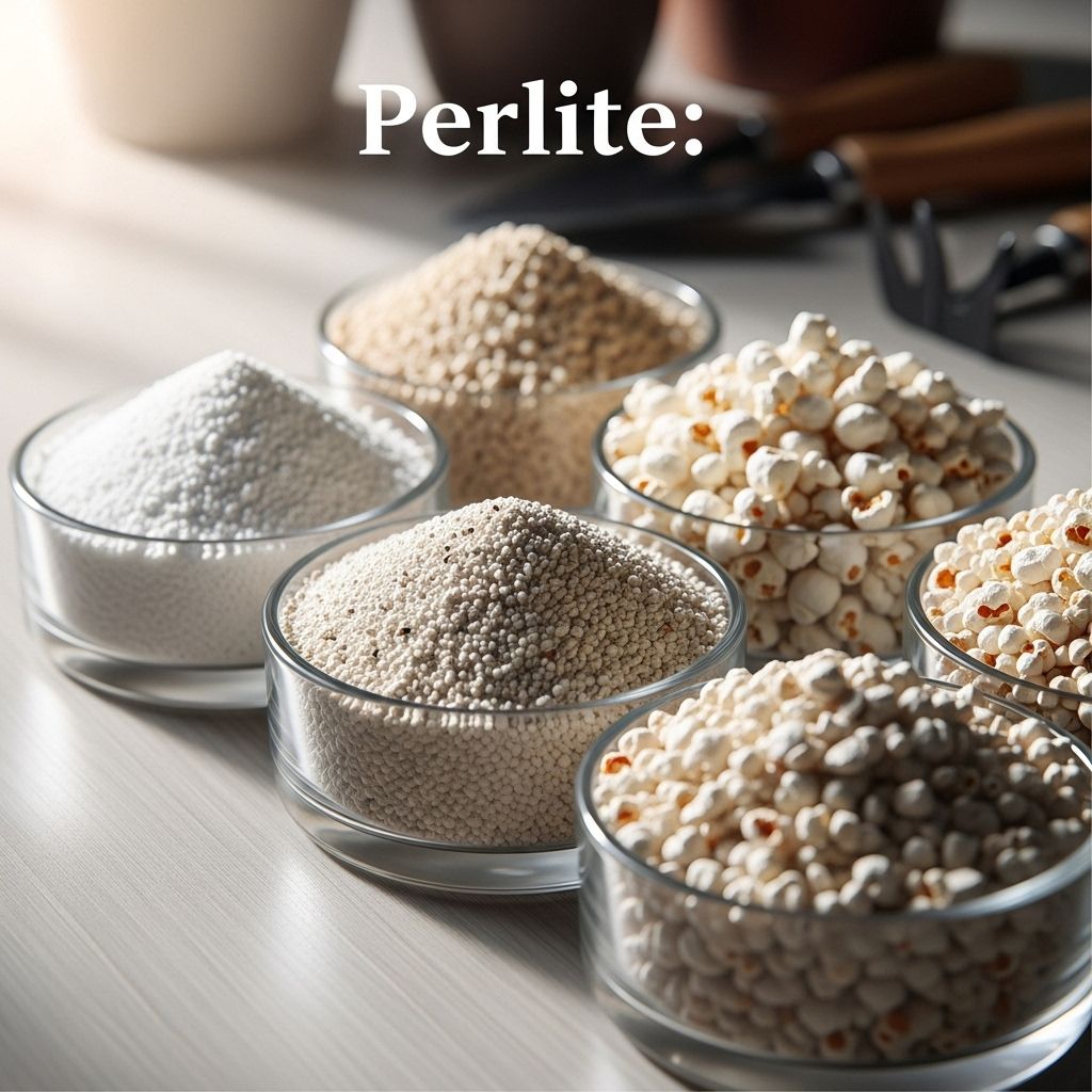 Porous white granules boost aeration and moisture balance for thriving roots in pots.