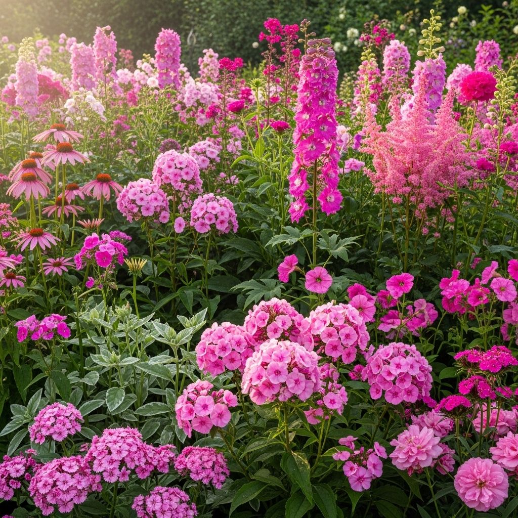 Mix delicate blush and bold magenta blooms for a dynamic, pollinator-friendly edge.