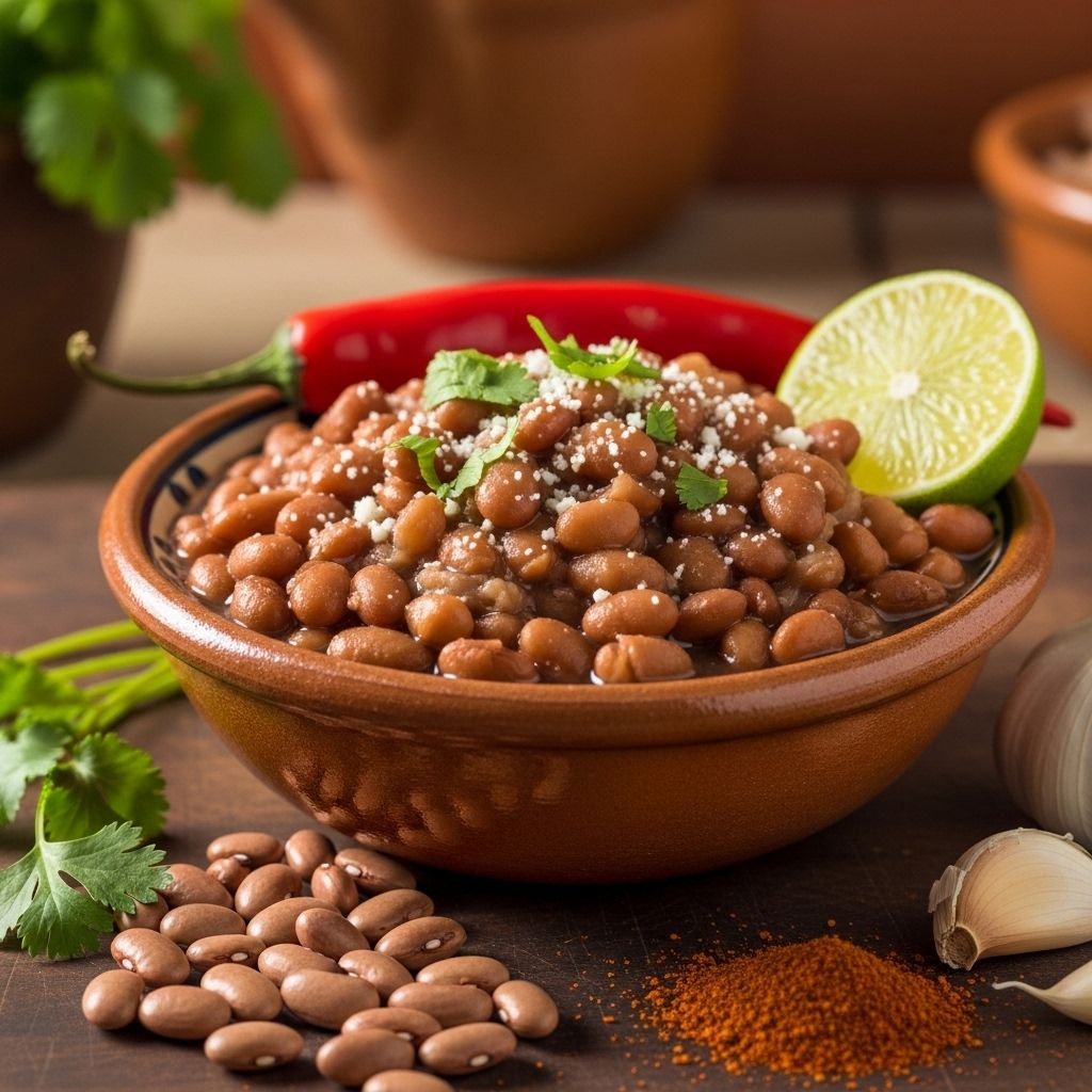 Enhance your meals with the vibrant flavors of Mexico through these deliciously seasoned pinto beans.