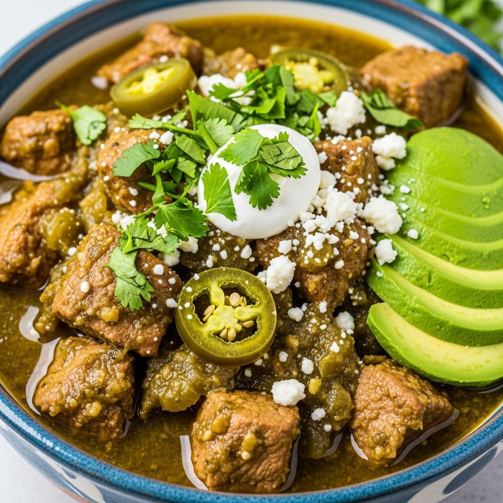 A vibrant blend of tomatillos and spices yields a tangy, soul-warming dish.