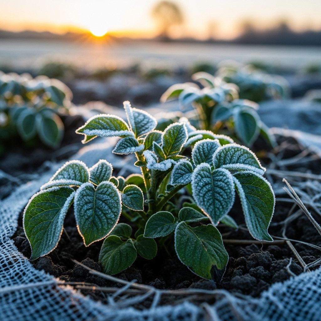 Insulating soil and shielding foliage early helps tender sprouts survive cold snaps.