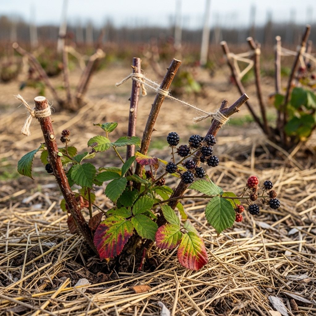 Early pruning and mulching ensure a healthier, more bountiful berry patch next season.