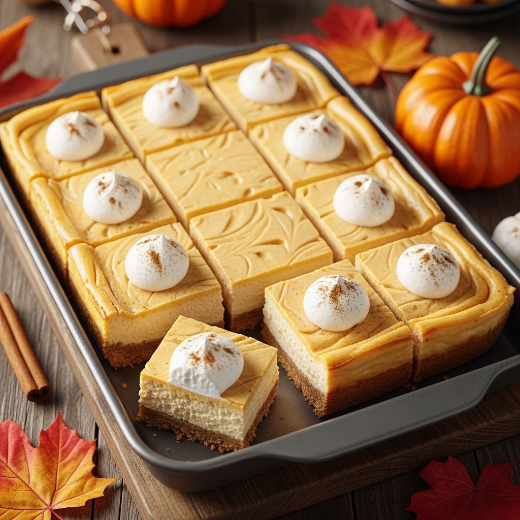 Creamy cheesecake meets spiced pumpkin on a buttery graham crust—your must-bake autumn treat for gatherings big or small.