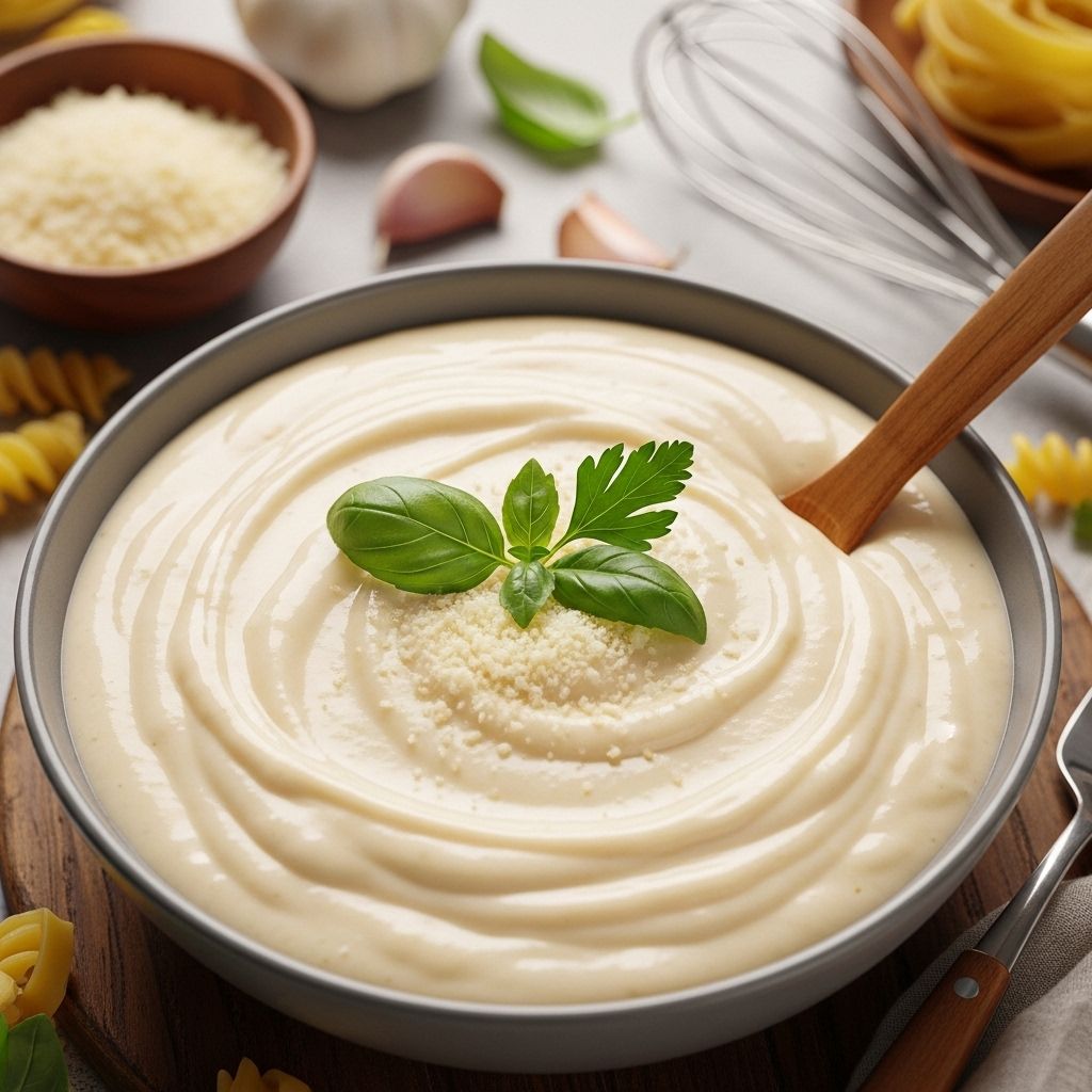 Velvety white sauce ready in minutes, bringing rich flavor to your pasta dishes!