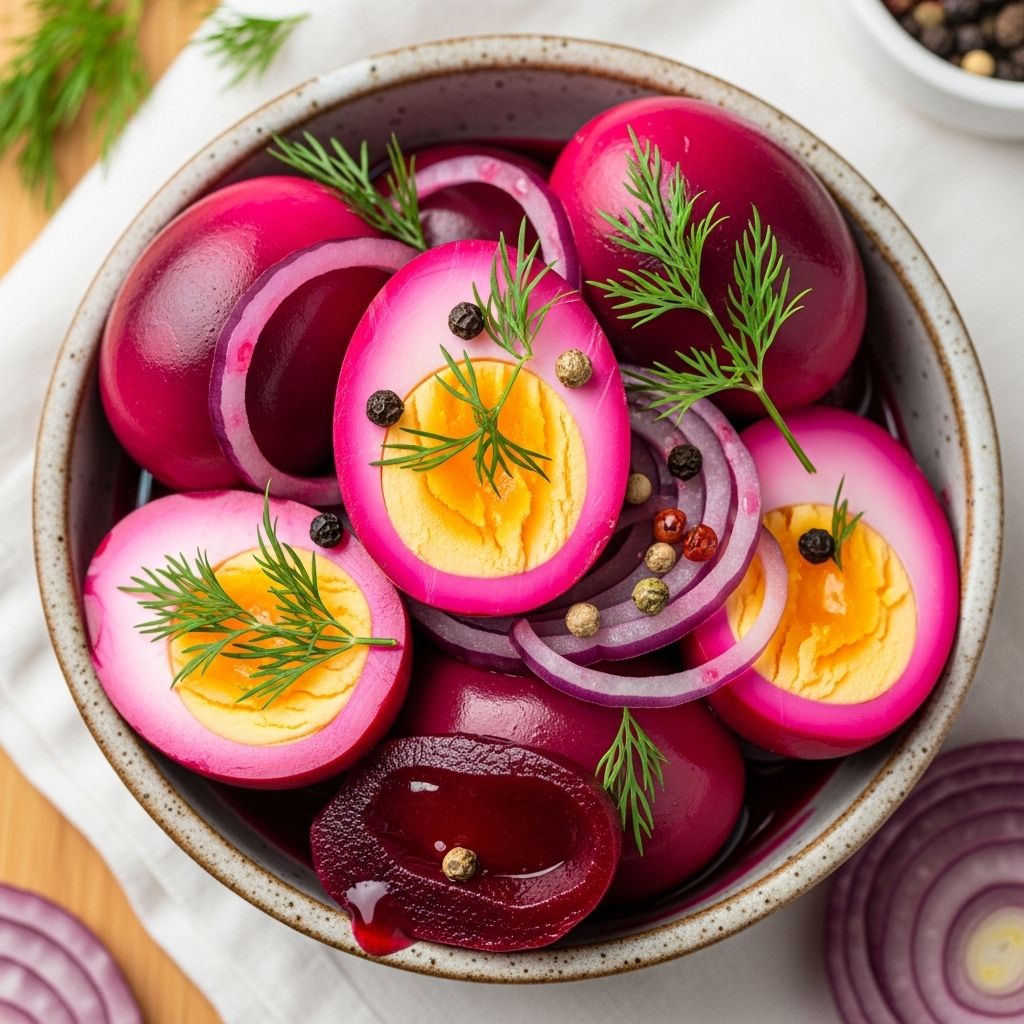 Transform ordinary eggs into a colorful, flavorful treat with this simple pickling technique