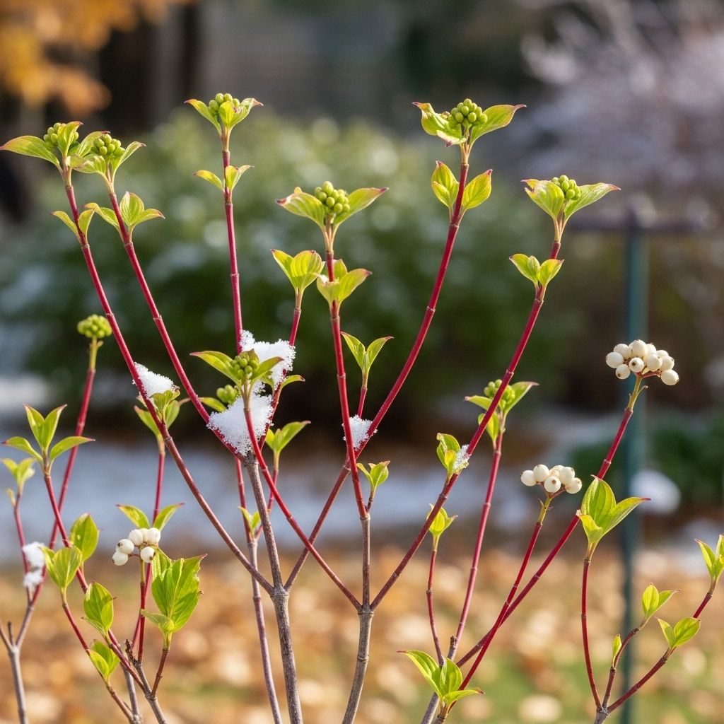 Discover how this stunning shrub offers year-round visual interest with its fiery red branches, flowers, berries, and foliage