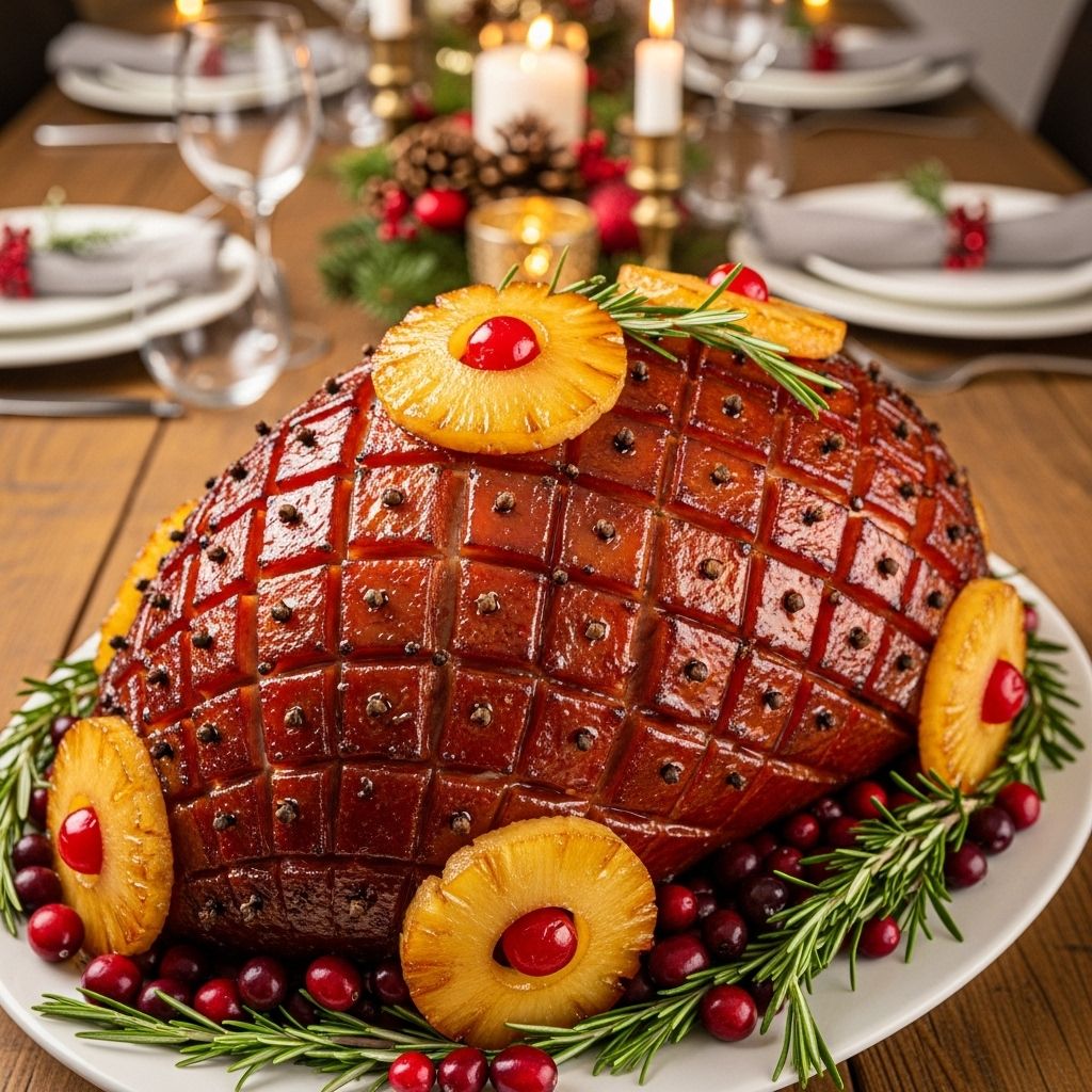 Tender slices glisten under a glossy glaze spiced by maple, orange, and ginger ale.