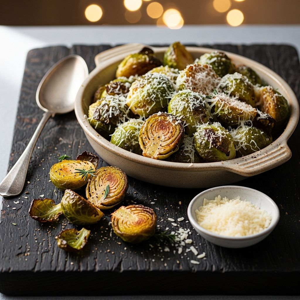 A perfect blend of crispy, savory Brussels sprouts with garlic and Parmesan cheese