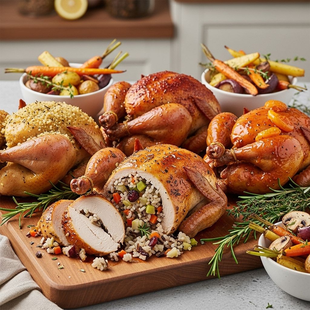 Elevate your special dinner with perfectly roasted Cornish game hens filled with aromatic vegetables