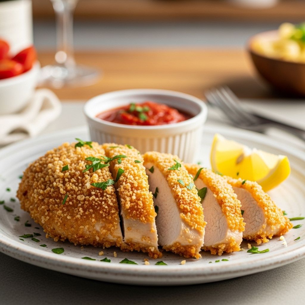 Parmesan Crusted Chicken Recipe: Quick Weeknight Dinner Transform plain chicken breasts into a golden, juicy, and flavorful meal with just mayo, Parmesan, and bread crumbs.