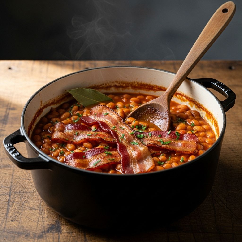 Stovetop Baked Beans Recipe: 7-Ingredient Smoky Bacon Side A quick and hearty take on traditional baked beans that brings comfort food to your table in minutes