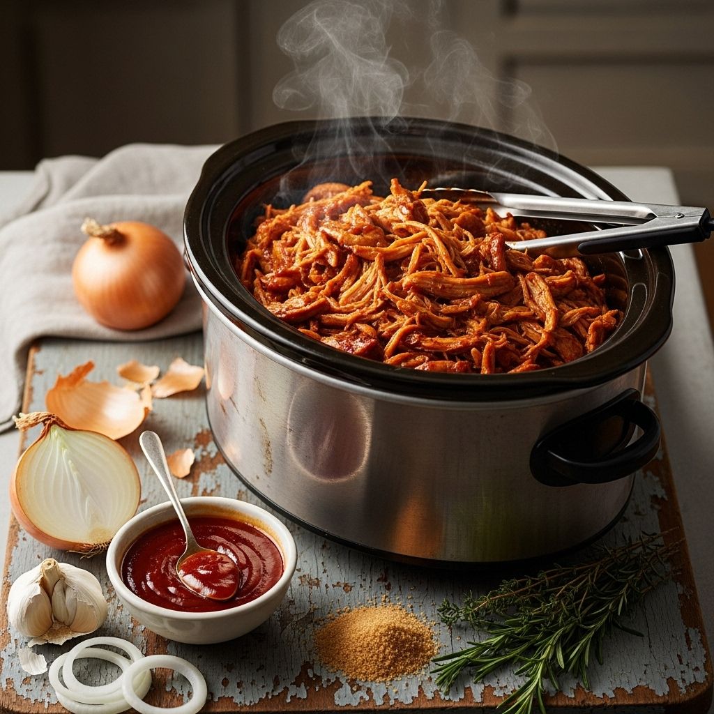 Discover a fuss-free slow cooker barbecue chicken recipe with tender, juicy results—perfect for sandwiches, salads, or weeknight meals.