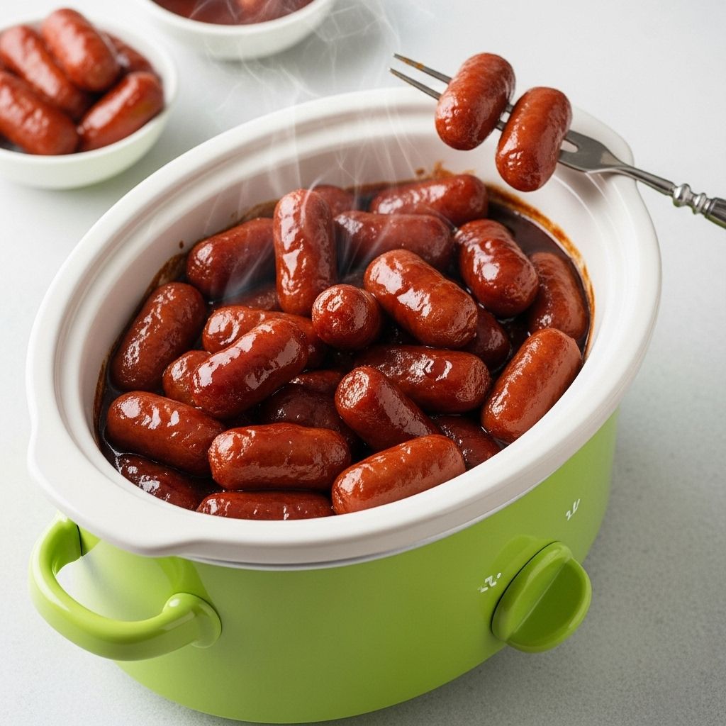 Effortless, crowd-pleasing slow cooker cocktail smokies—just three ingredients and a few easy steps for the ultimate party snack.