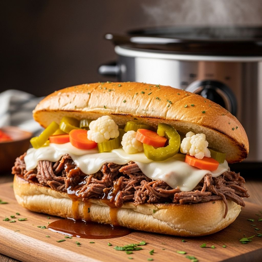 Savor tender, juicy Italian beef sandwiches made effortlessly in your slow cooker – a classic comfort food for any gathering.