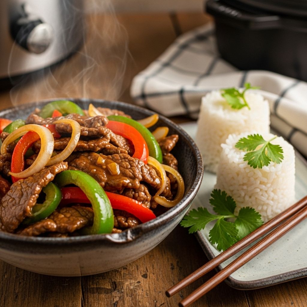 Discover how to make melt-in-your-mouth pepper steak with vibrant veggies and savory sauce in your slow cooker.