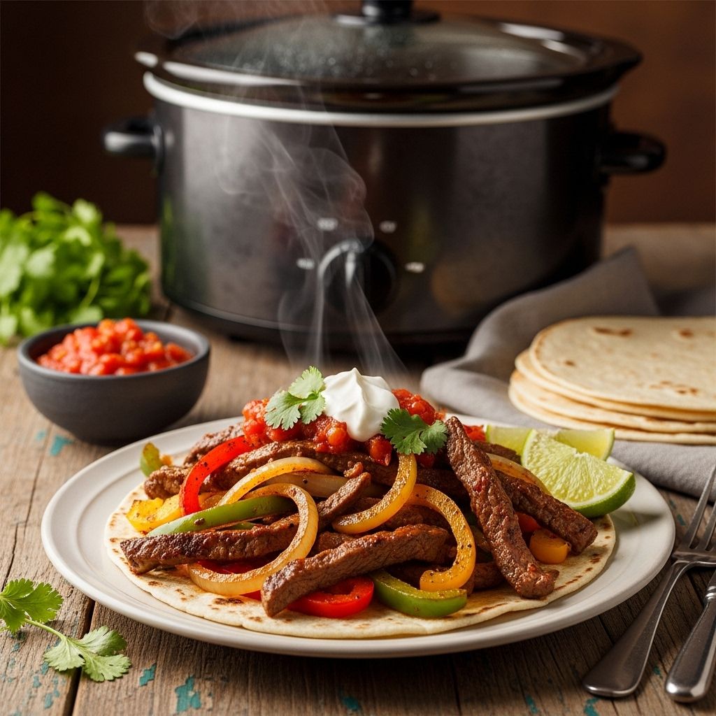 Tender steak, zesty peppers, and bold seasoning come together effortlessly in this slow cooker fajitas recipe perfect for any night.
