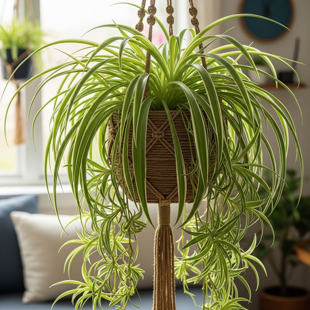 Master the art of growing vibrant spider plants in hanging baskets with practical tips on placement, soil, watering, and care.