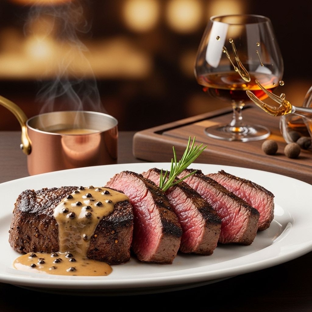 Create a bold peppercorn crust and pan-finished richness in juicy, tender beef.