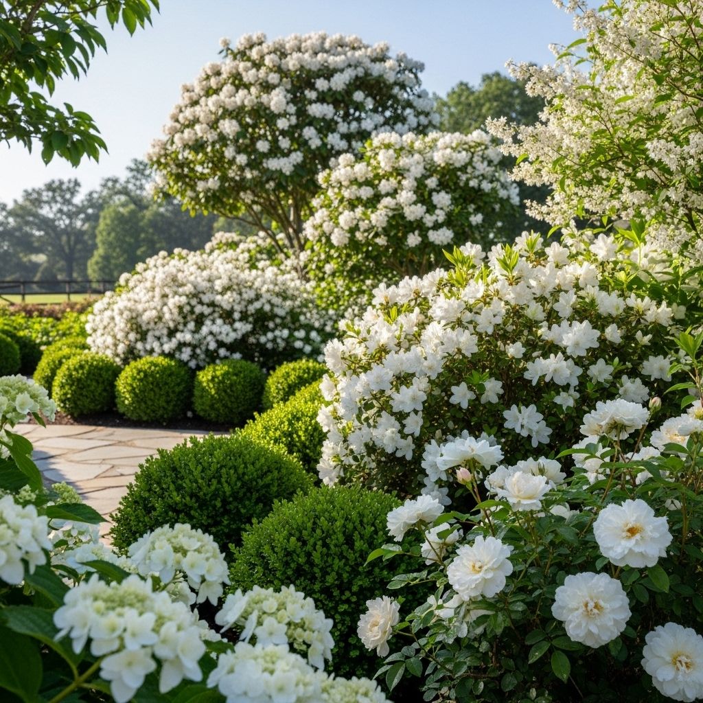 Transform your landscape with these elegant white-flowering shrubs that add timeless beauty and fragrance to any garden setting
