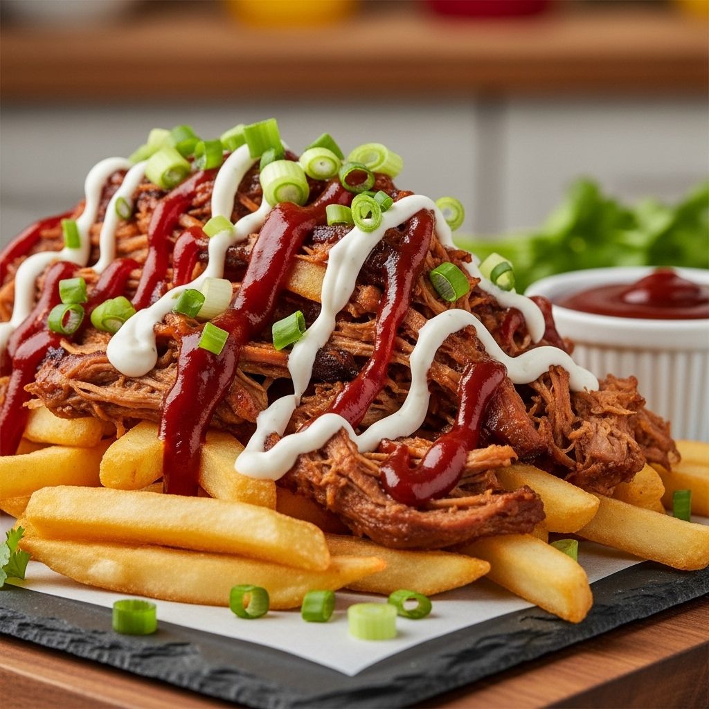 Transform ordinary fries into an extraordinary meal with tender pulled pork and melty cheese