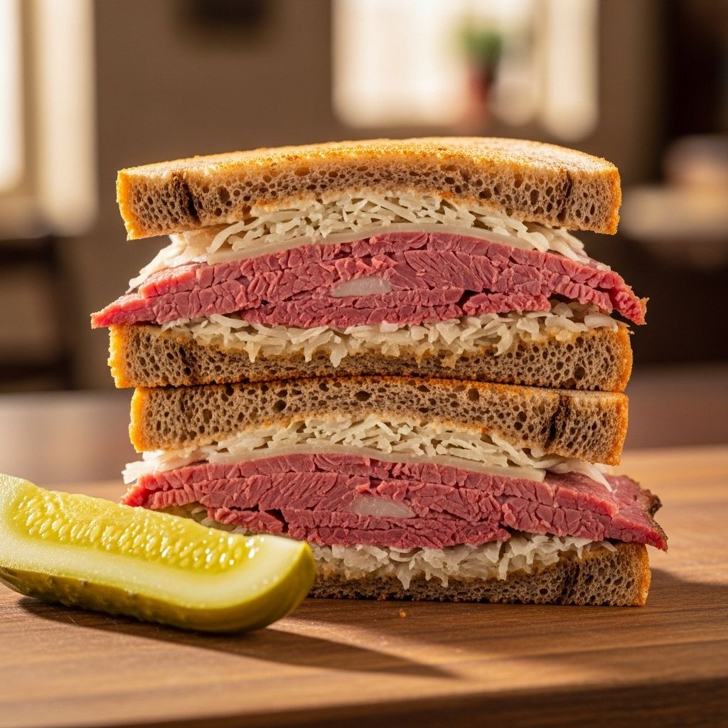 Layered mustard, tangy kraut, and a buttery crust deliver maximum flavor in every bite.