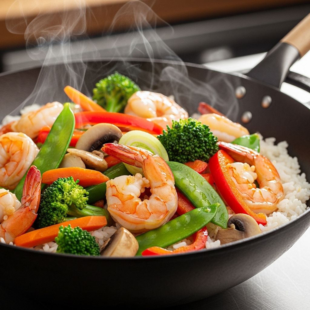 A one-pan meal that balances crisp vegetables and succulent seafood for busy nights.