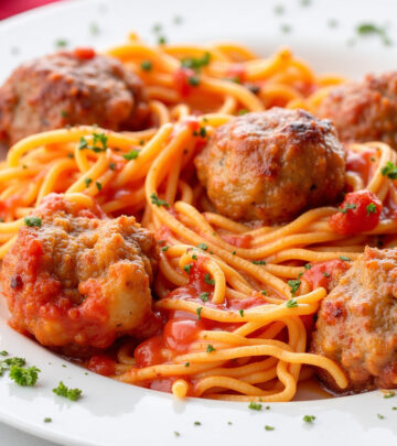 Tender meatballs bathe in a rich tomato sauce that evokes every family dinner memory.