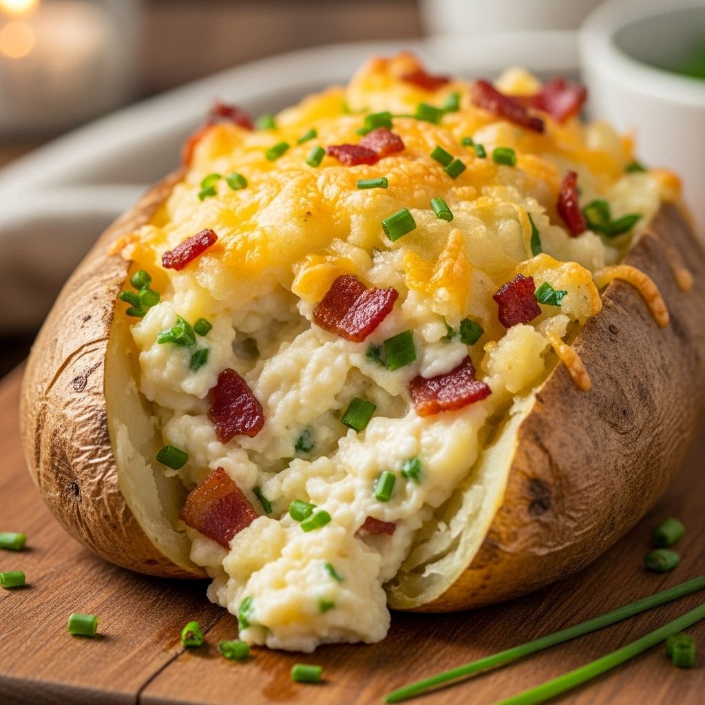 Richly loaded, golden-crisped comfort that transforms ordinary spuds into divine bites!