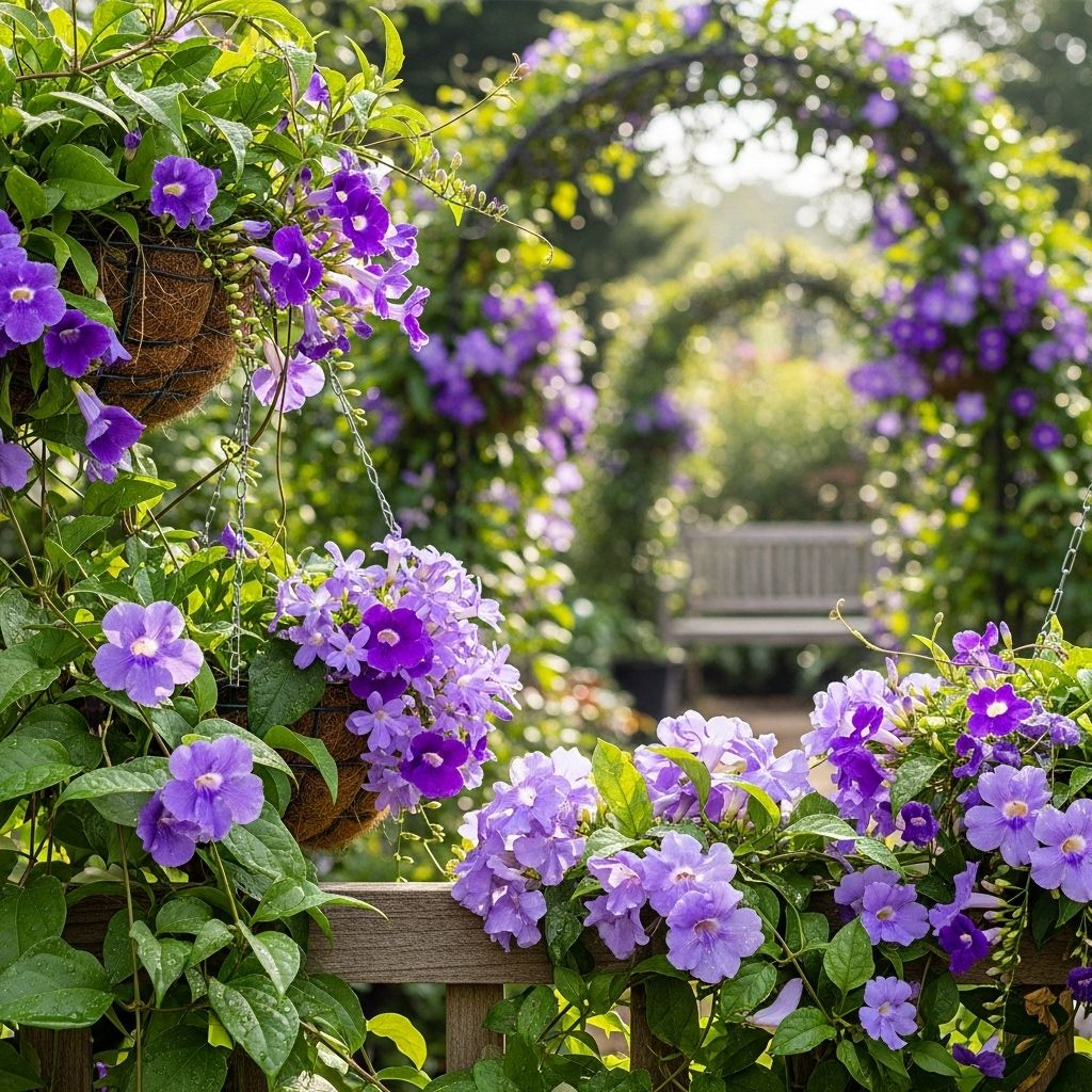 Vibrant and eye-catching, these purple-flowered vines add elegance and color to any vertical space in your garden.