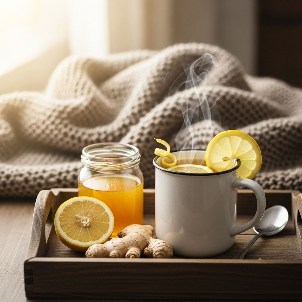 A gentle, soothing blend of lemon, honey, and ginger that warms and nourishes, perfect for chilly days or when you need a natural boost.
