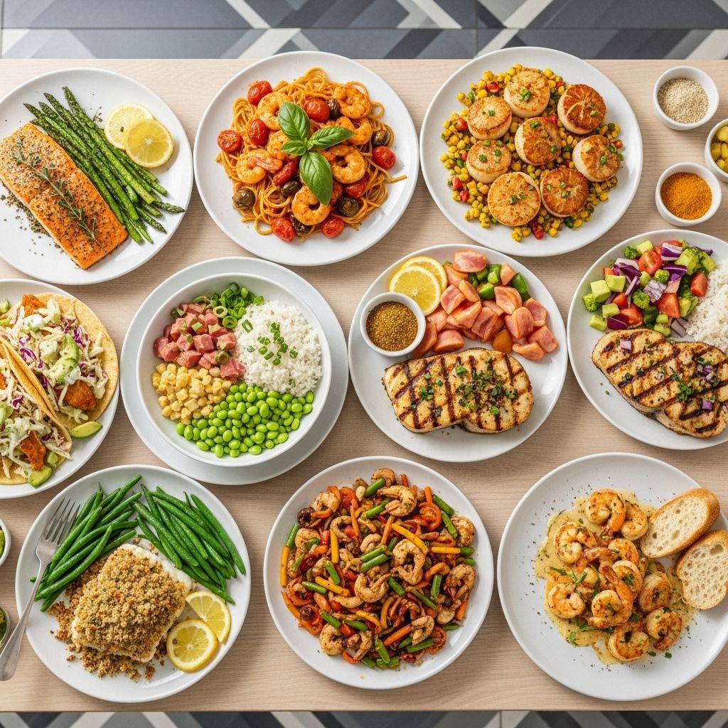 Vibrant fish and shellfish dishes turn any dinner into effortless, flavor-packed delights.