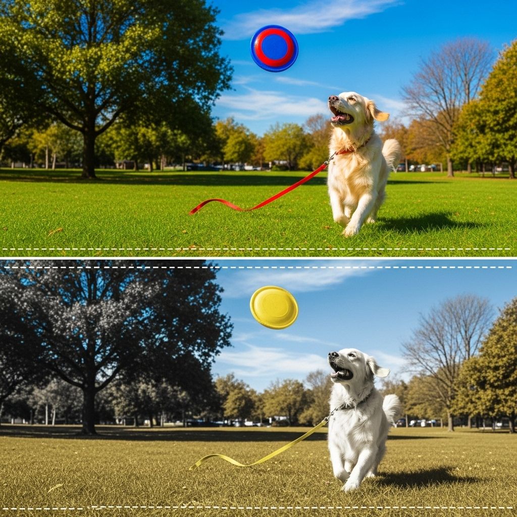 Choosing toys in hues that stand out boosts play and training success for a furry friend.