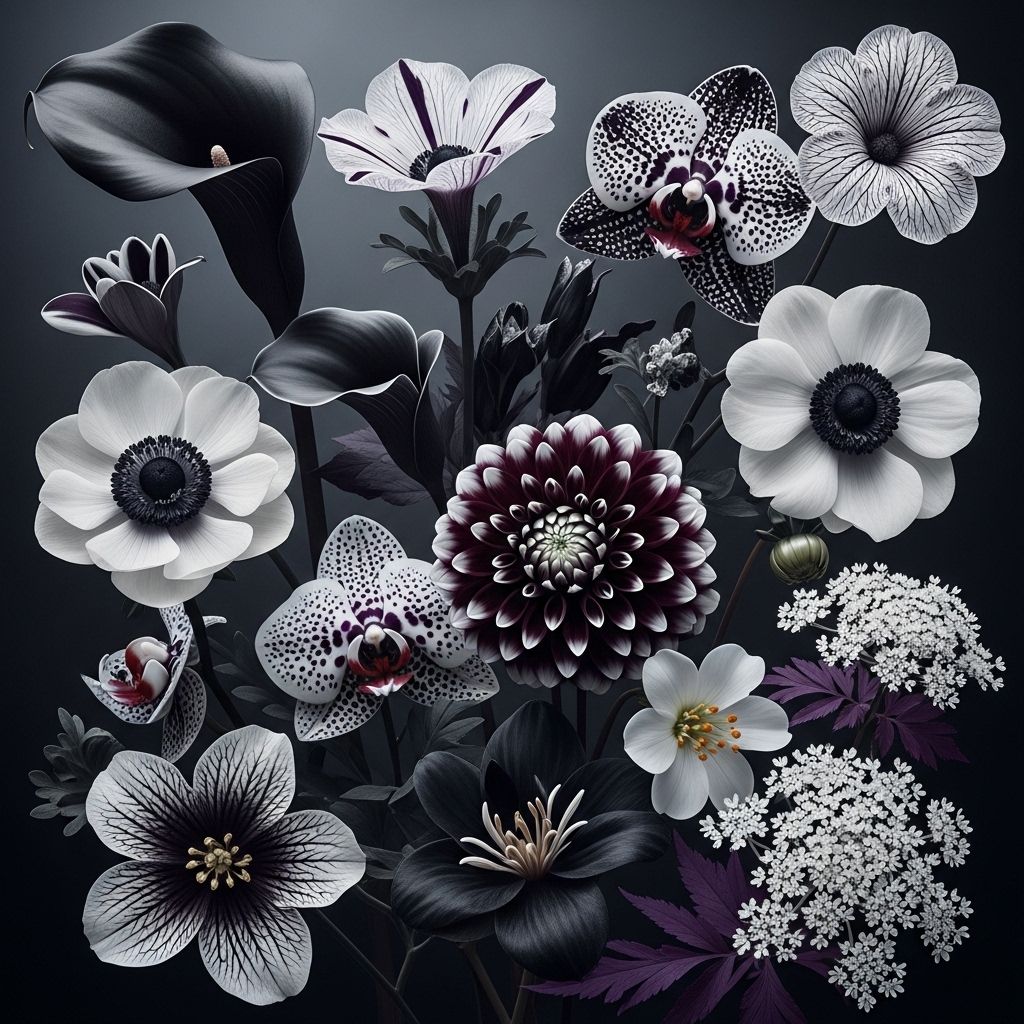 Explore a curated collection of eye-catching flowers with unique white and black blooms to elevate your garden’s elegance and drama.