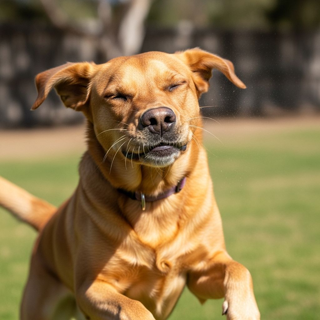An unexpected burst of air reveals your pup’s excitement and joy in frolic.