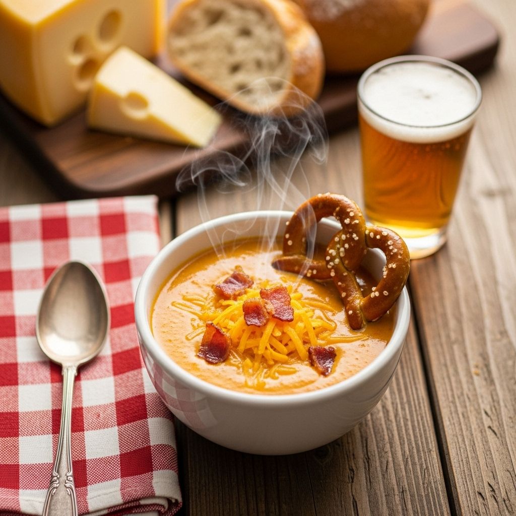 Hearty sharp cheddar and local brew combine for a soul-soothing bowl of cozy flavor.