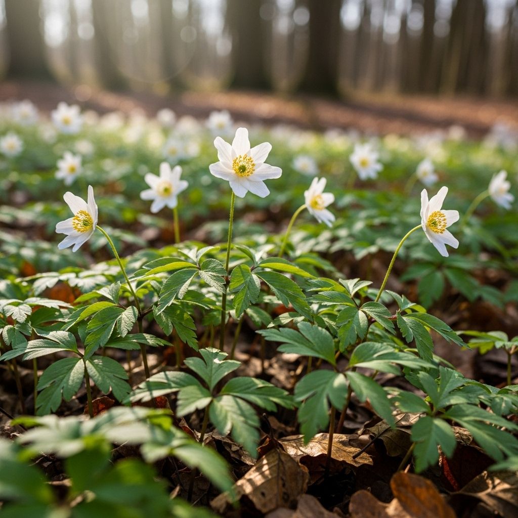 Wood Anemones (Anemone nemorosa): A Complete Guide to Growing, Cultivating, and Enjoying Woodland Jewels A tapestry of star-shaped blossoms that flourishes in dappled spring shade.