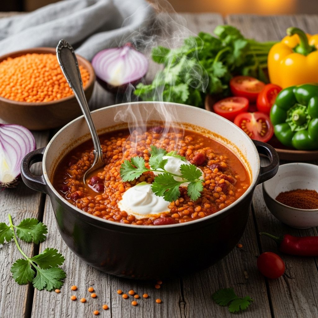 A nourishing blend of lentils and spices delivers comfort in every hearty spoonful.