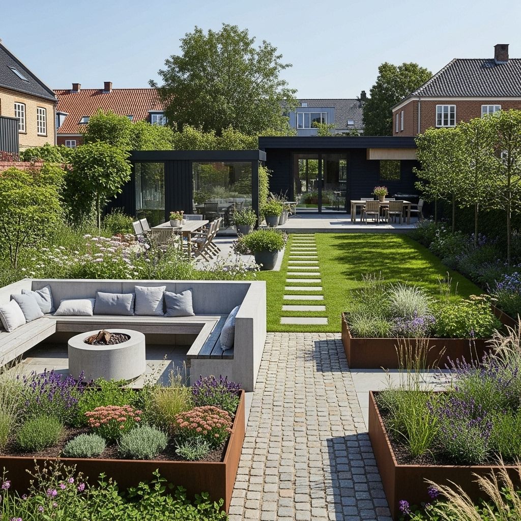 Serene Scandinavian designs blend structure, lush foliage, and eco-friendly elements.